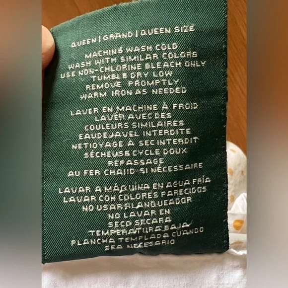 Bedding set vintage Ralph Lauren queen sheets ivory mustard yellow polka dot - Picture 4 of 5